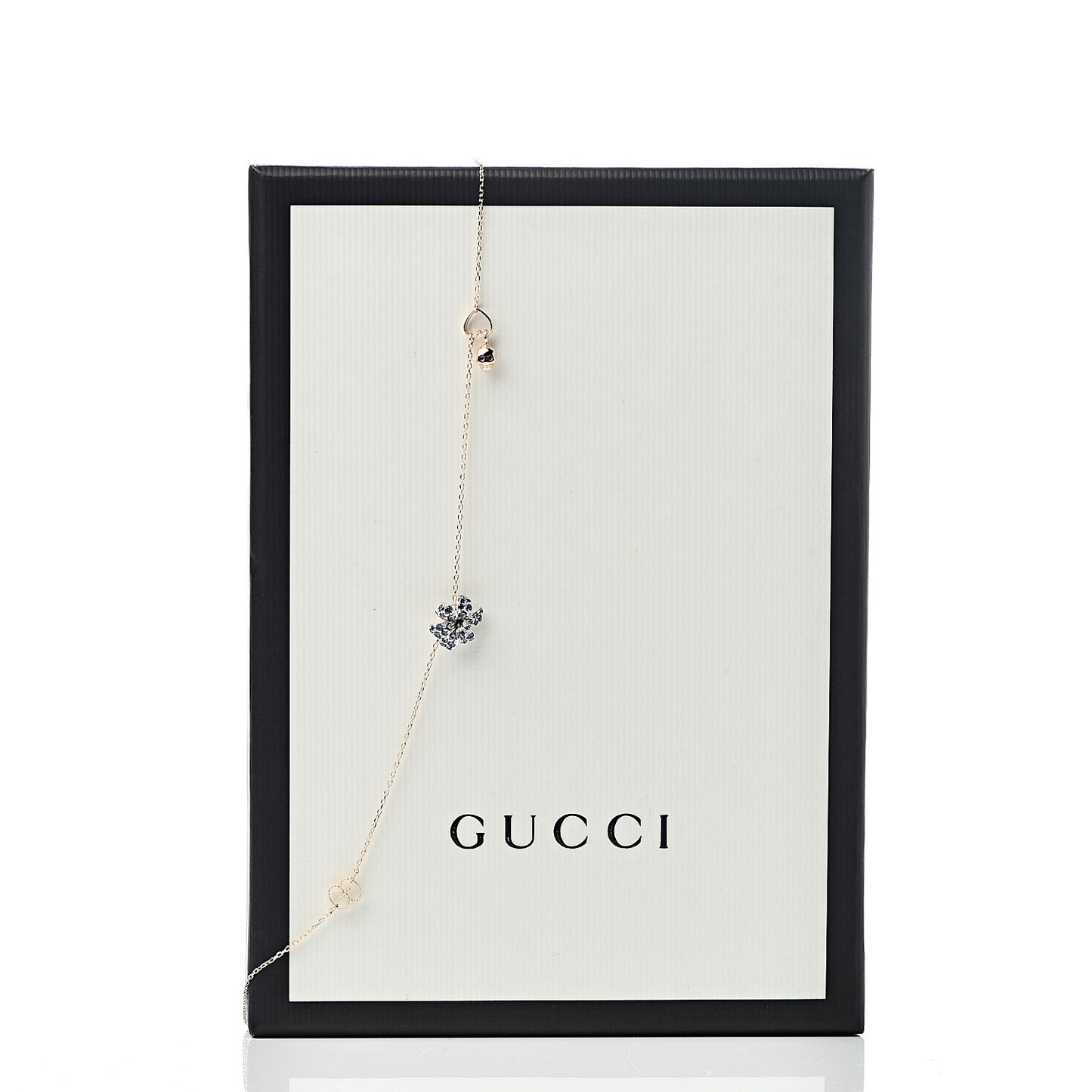 18K Rose Gold Diamond Blue Sapphire Flower Pendant Necklace
