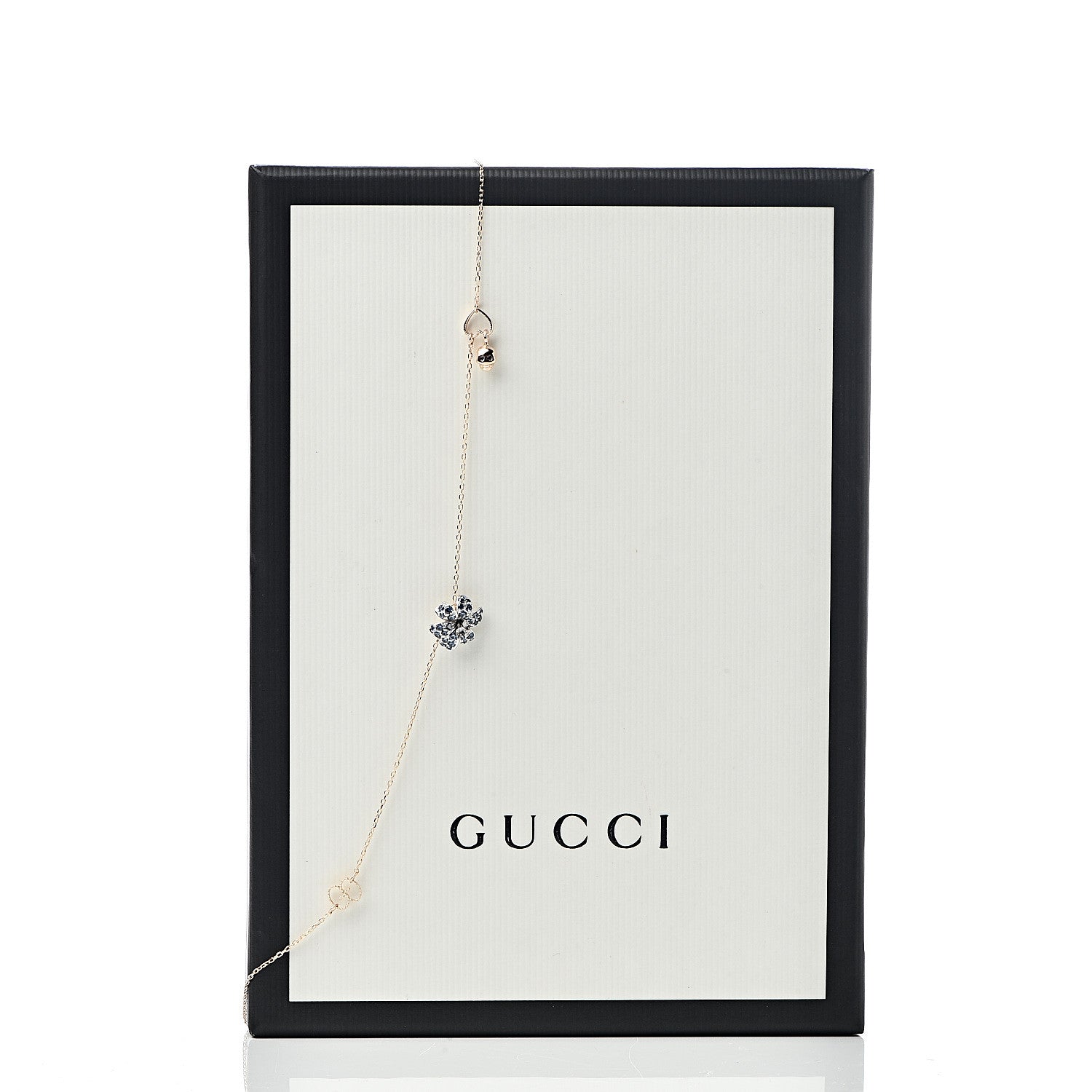 Gucci 18K Rose Gold Diamond Blue Sapphire Flower Pendant Necklace 6 of 6