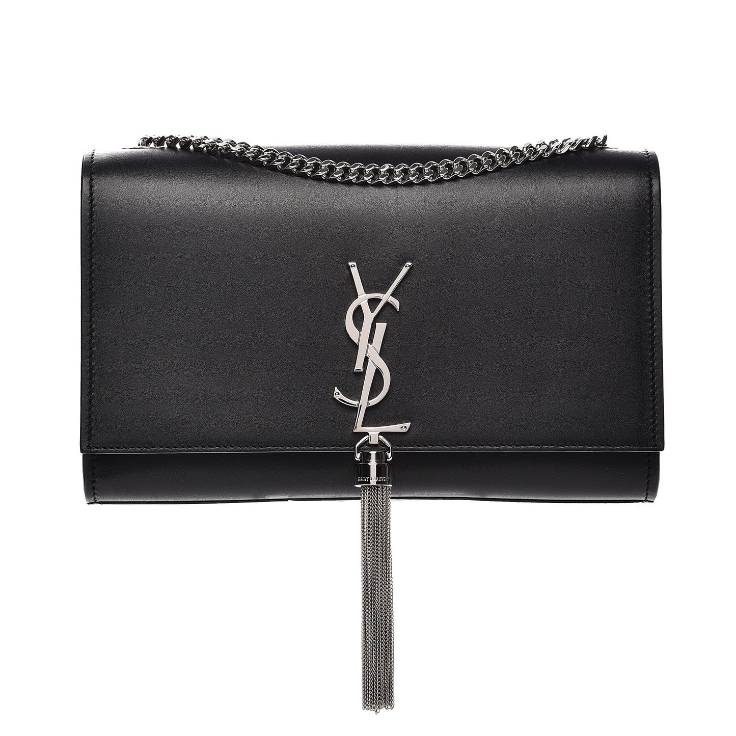 Smooth Calfskin Medium Classic Monogram Kate Tassel Satchel Black