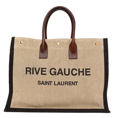 Saint Laurent Linen Calfskin Rive Gauche Tote Natural 1 of 11