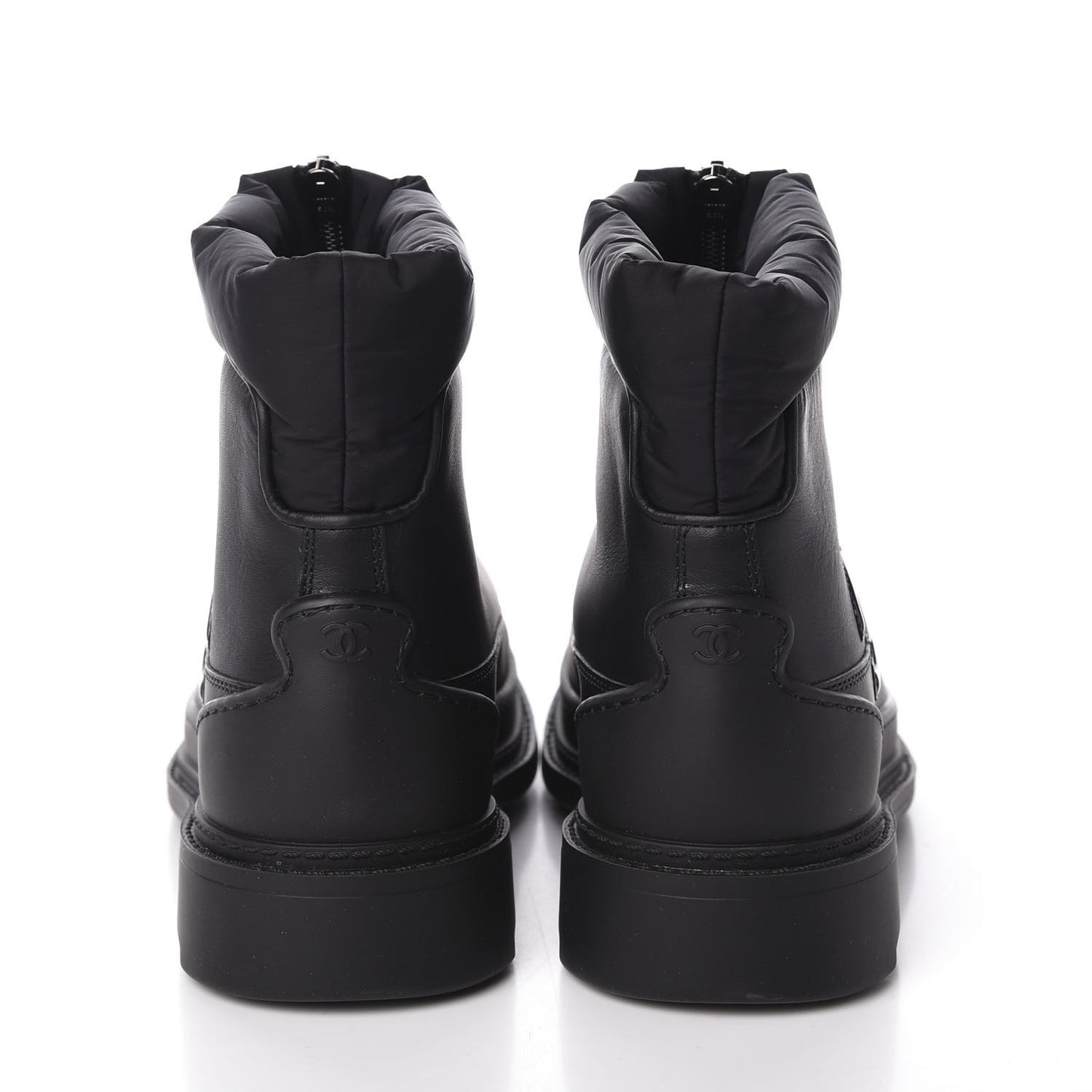 Calfskin Nylon CC Ankle Snow Boots 36 Black
