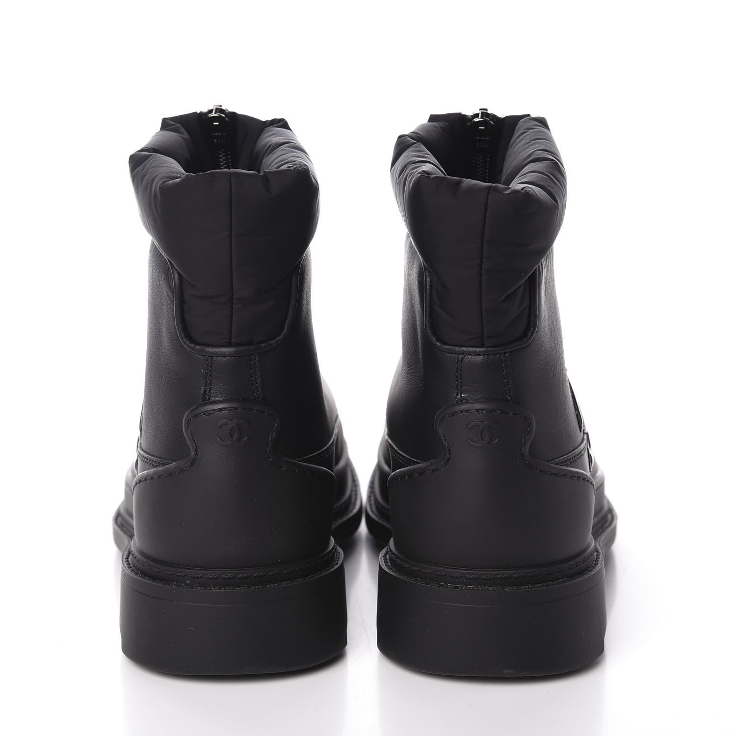 Chanel Calfskin Nylon CC Ankle Snow Boots 36 Black 5 of 10