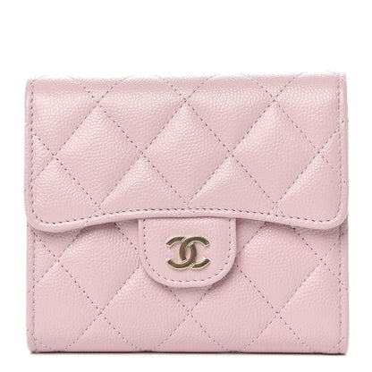 Chanel Caviar Quilted Compact Flap Wallet Light Pink 1 of 8