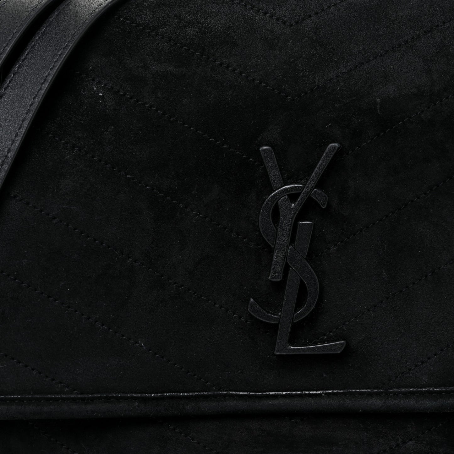 Suede Monogram Medium Niki Chain Satchel Black