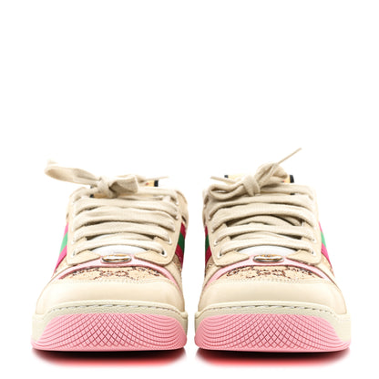 Gucci Calfskin GG Supreme Crystals Web Screener Sneakers 38.5 Beige Ebony Wild Rose 2 of 9