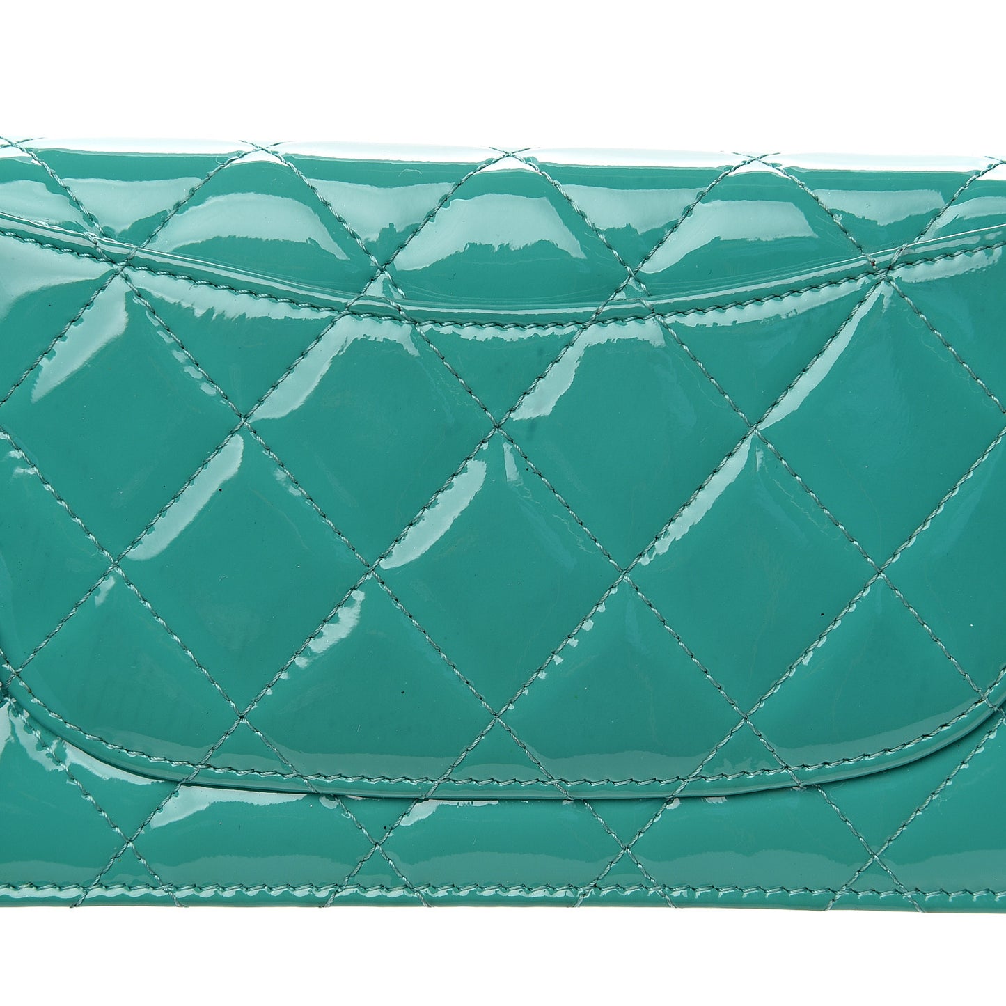 Patent Quilted Yen Wallet Turquoise