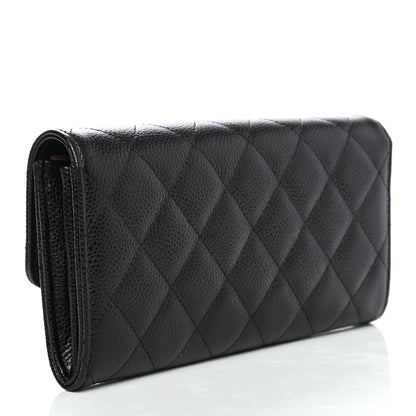 Chanel Caviar Quilted Large Gusset Flap Wallet Black 2 of 4