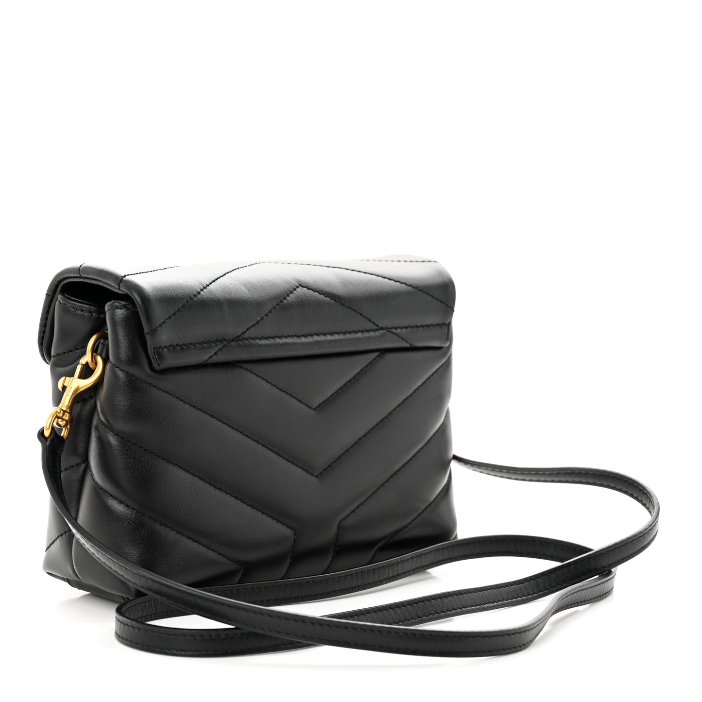 Calfskin Y Quilted Monogram Toy Loulou Crossbody Bag Black