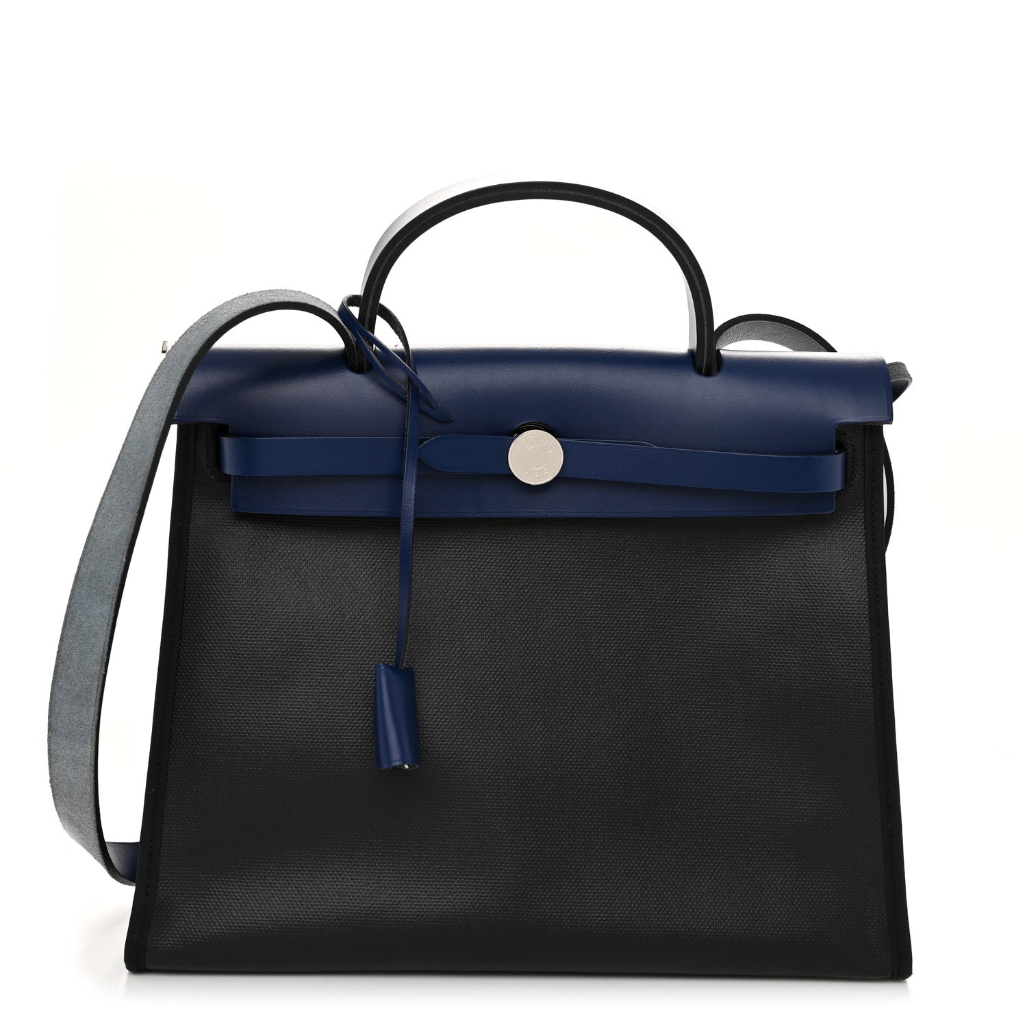 Hermes Toile H Berline Vache Hunter Herbag Zip PM 31 Bleu Encre Black 1 of 12