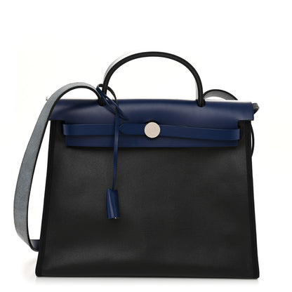 Hermes Toile H Berline Vache Hunter Herbag Zip PM 31 Bleu Encre Black 1 of 12