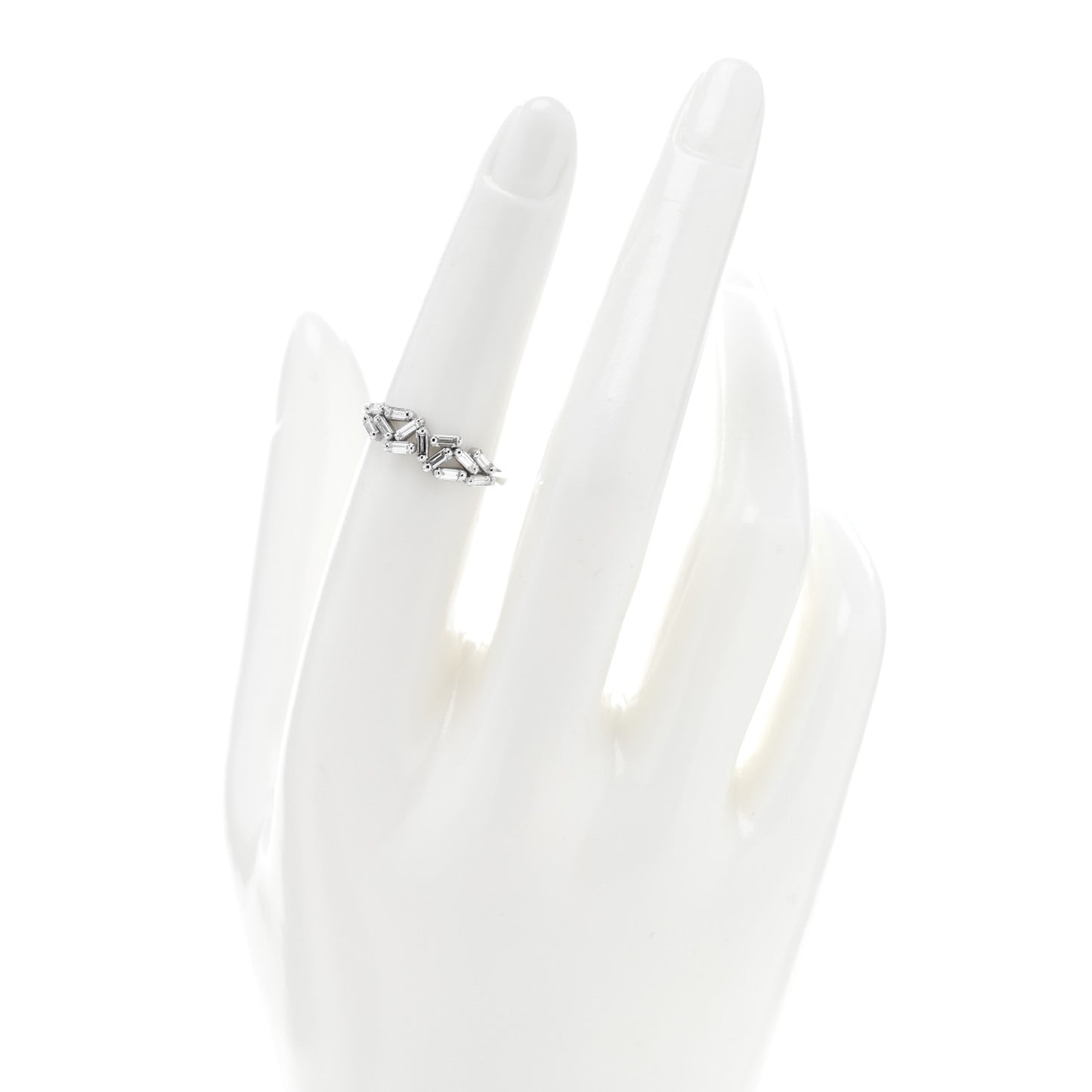 18K White Gold Diamond Baguette Fireworks Ring 53 6.25