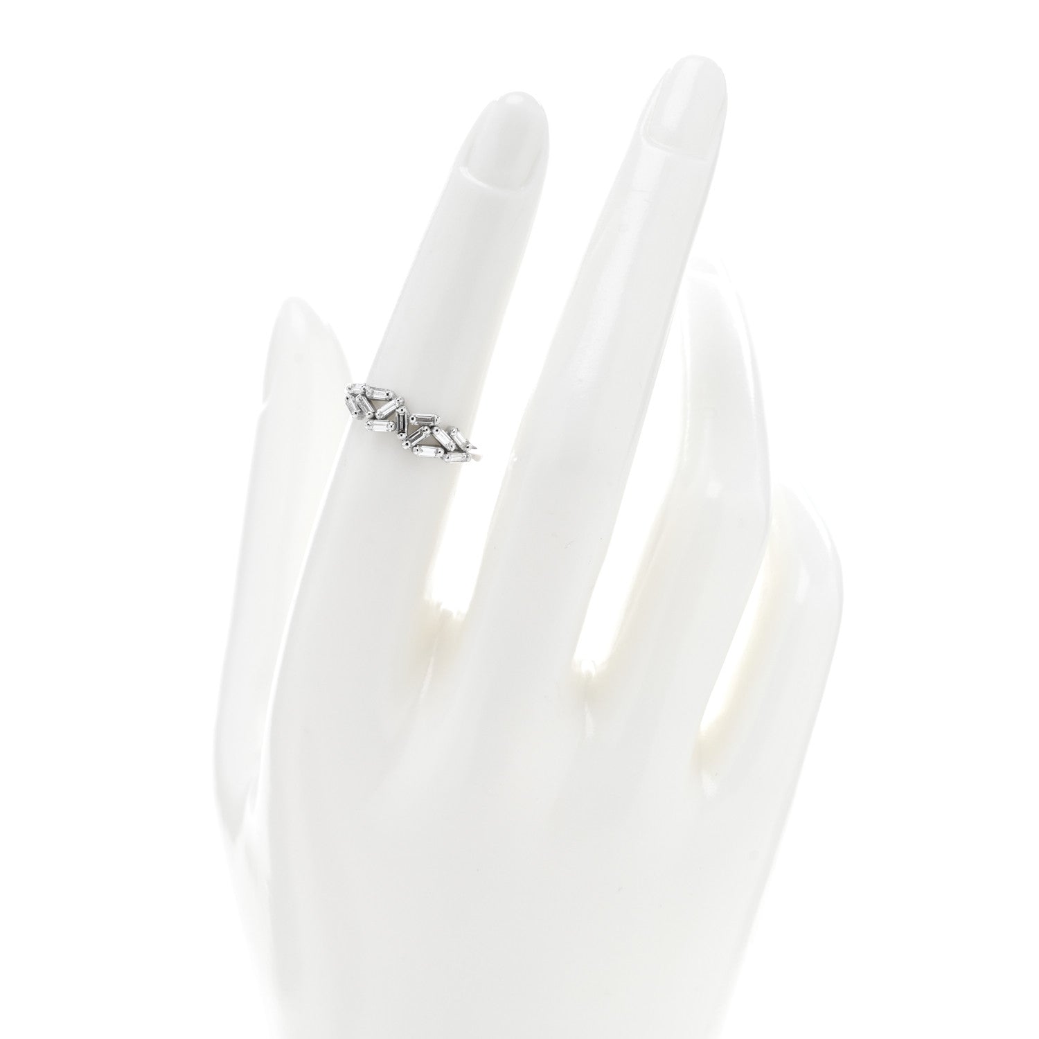 Suzanne Kalan 18K White Gold Diamond Baguette Fireworks Ring 53 6.25 2 of 4