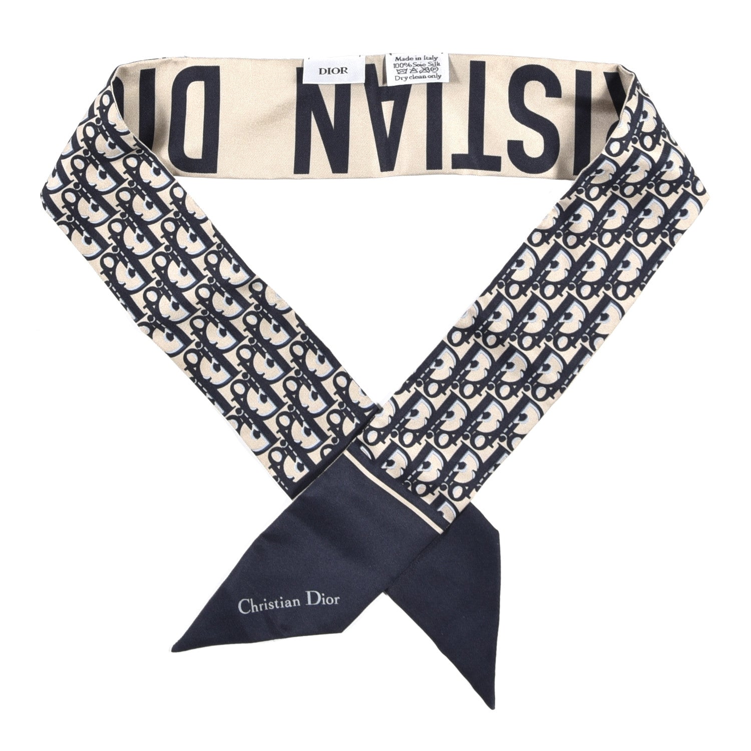 Christian Dior Silk Oblique Mitzah Scarf Blue 1 of 4