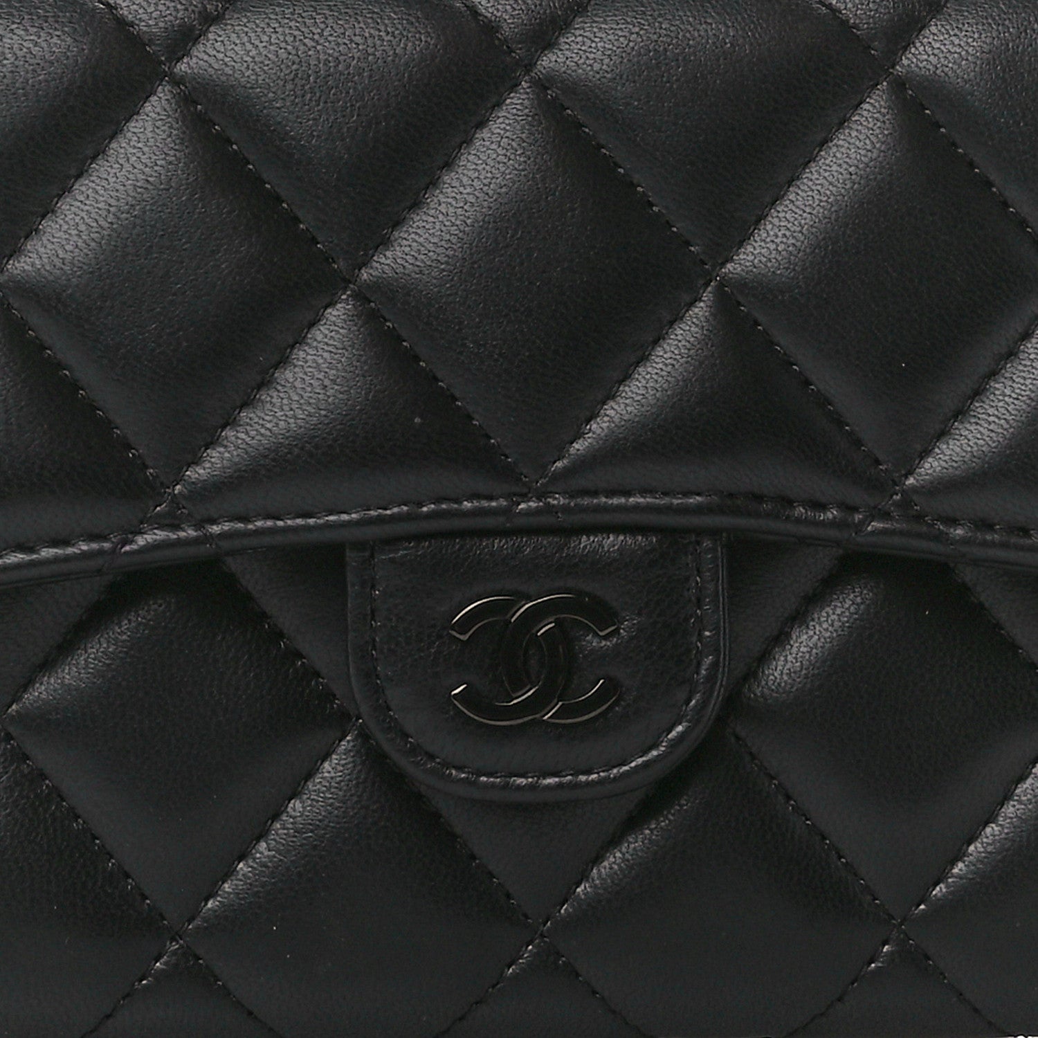 Chanel Lambskin Quilted Large Gusset Flap Wallet So Black 10 of 15