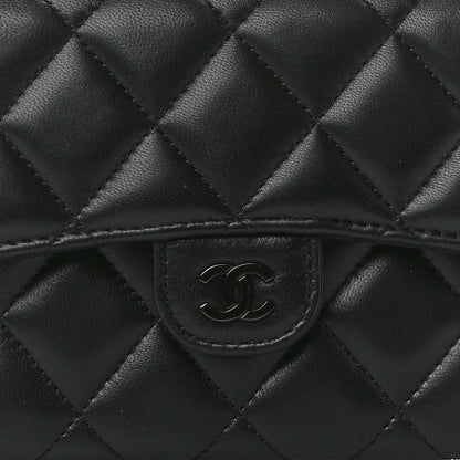 Chanel Lambskin Quilted Large Gusset Flap Wallet So Black 10 of 15