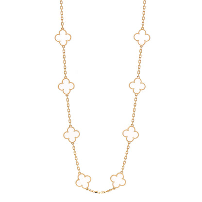 Van Cleef & Arpels 18K Yellow Gold Rock Crystal 20 Motifs Vintage Alhambra Necklace 1 of 7