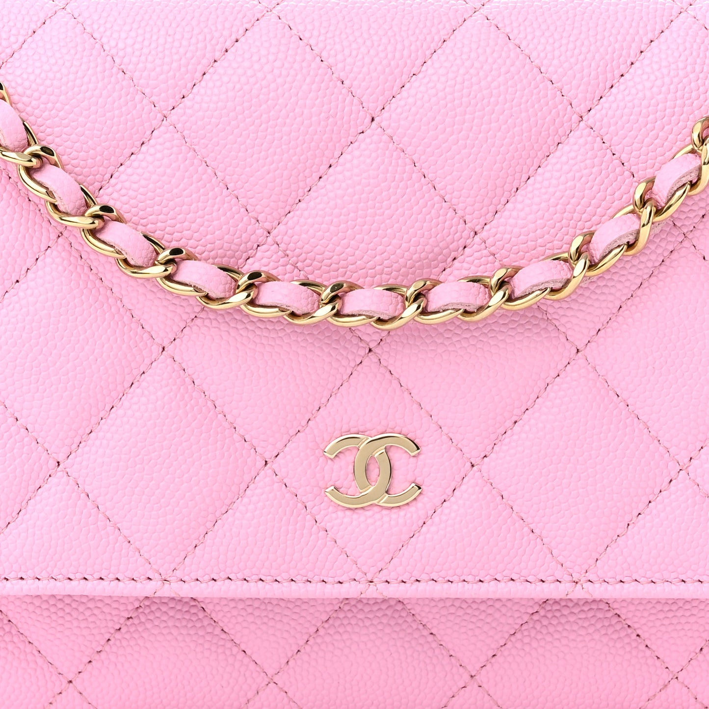 Caviar Quilted Wallet On Chain WOC Pink