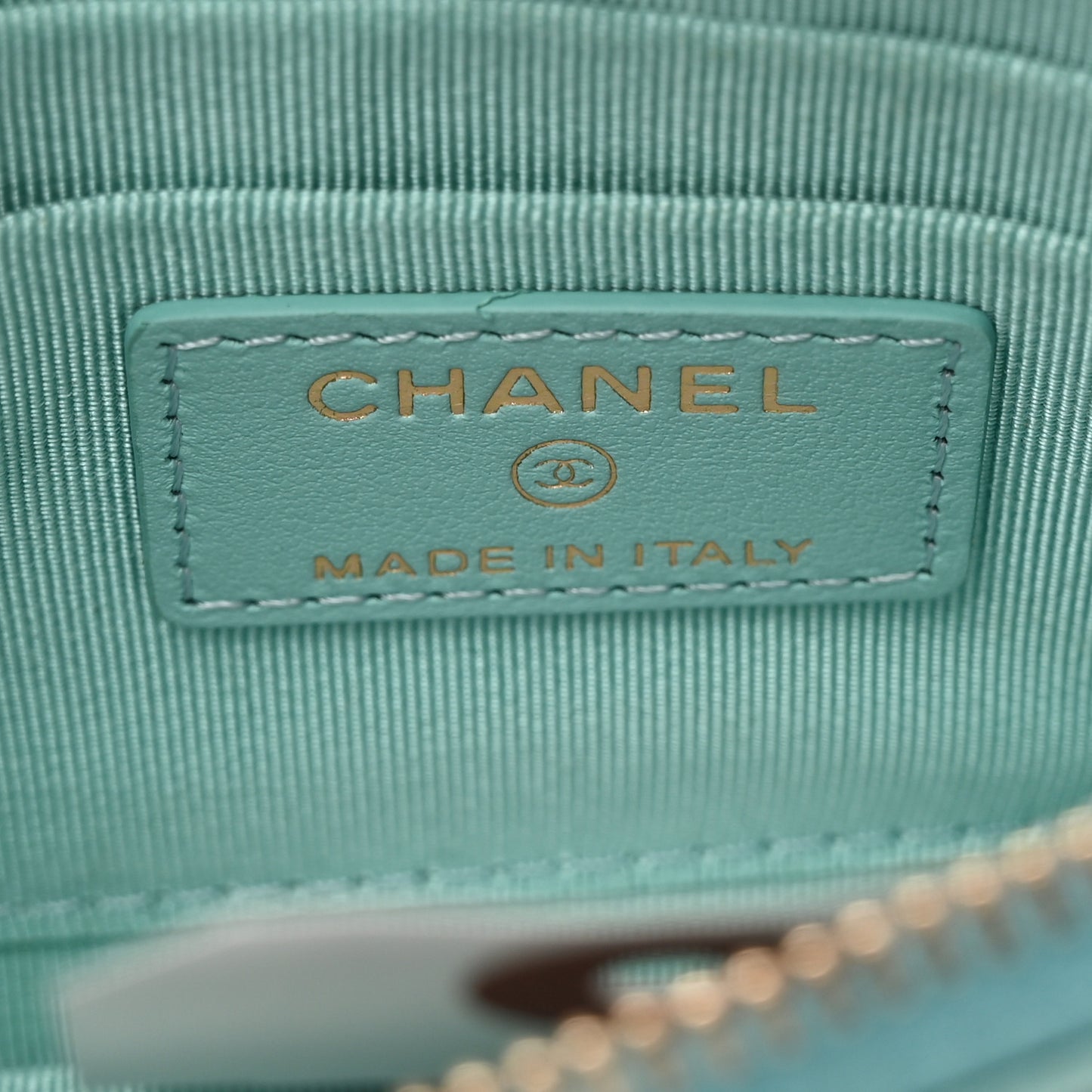 Caviar Quilted Classic Zip Pouch Light Blue