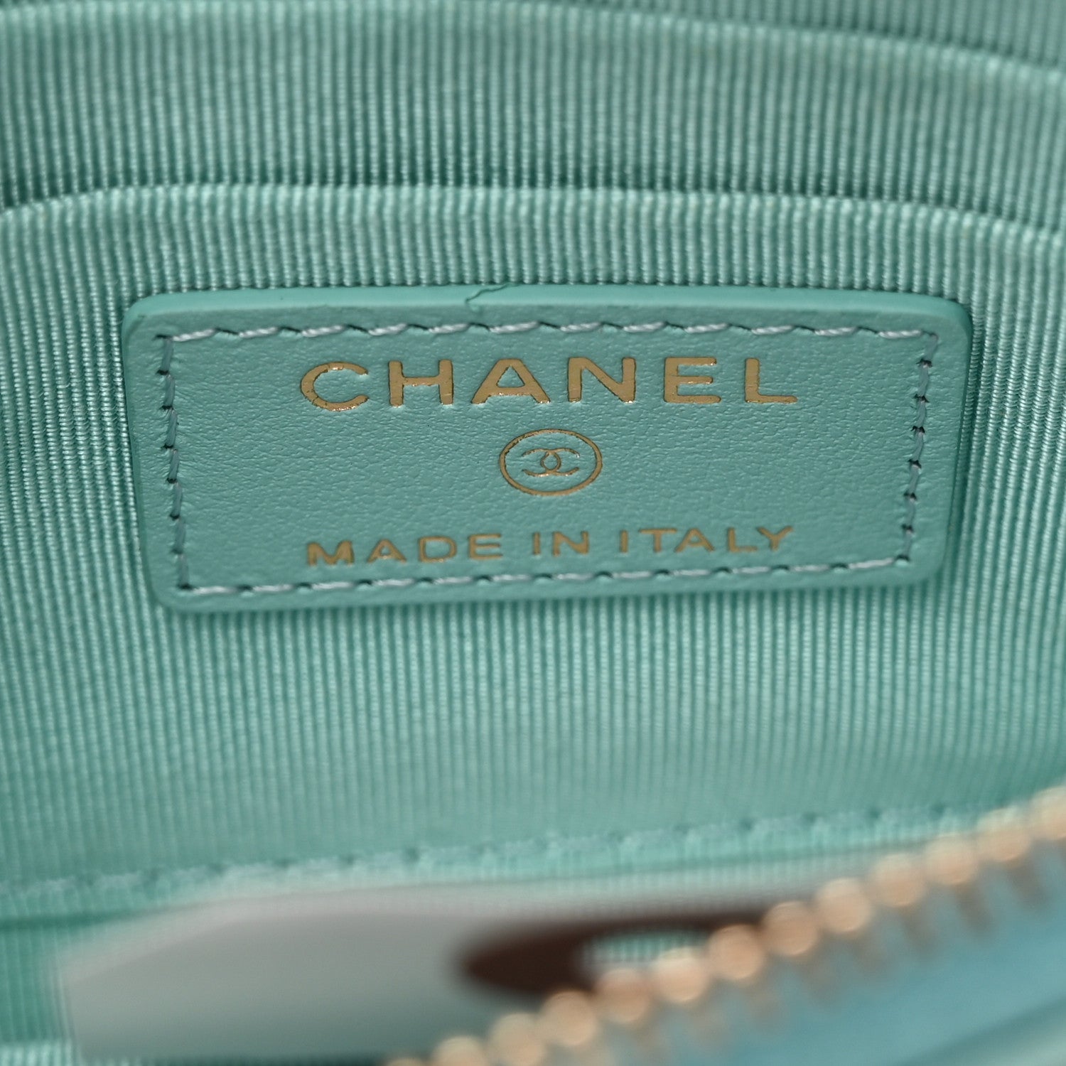 Chanel Caviar Quilted Classic Zip Pouch Light Blue 6 of 8