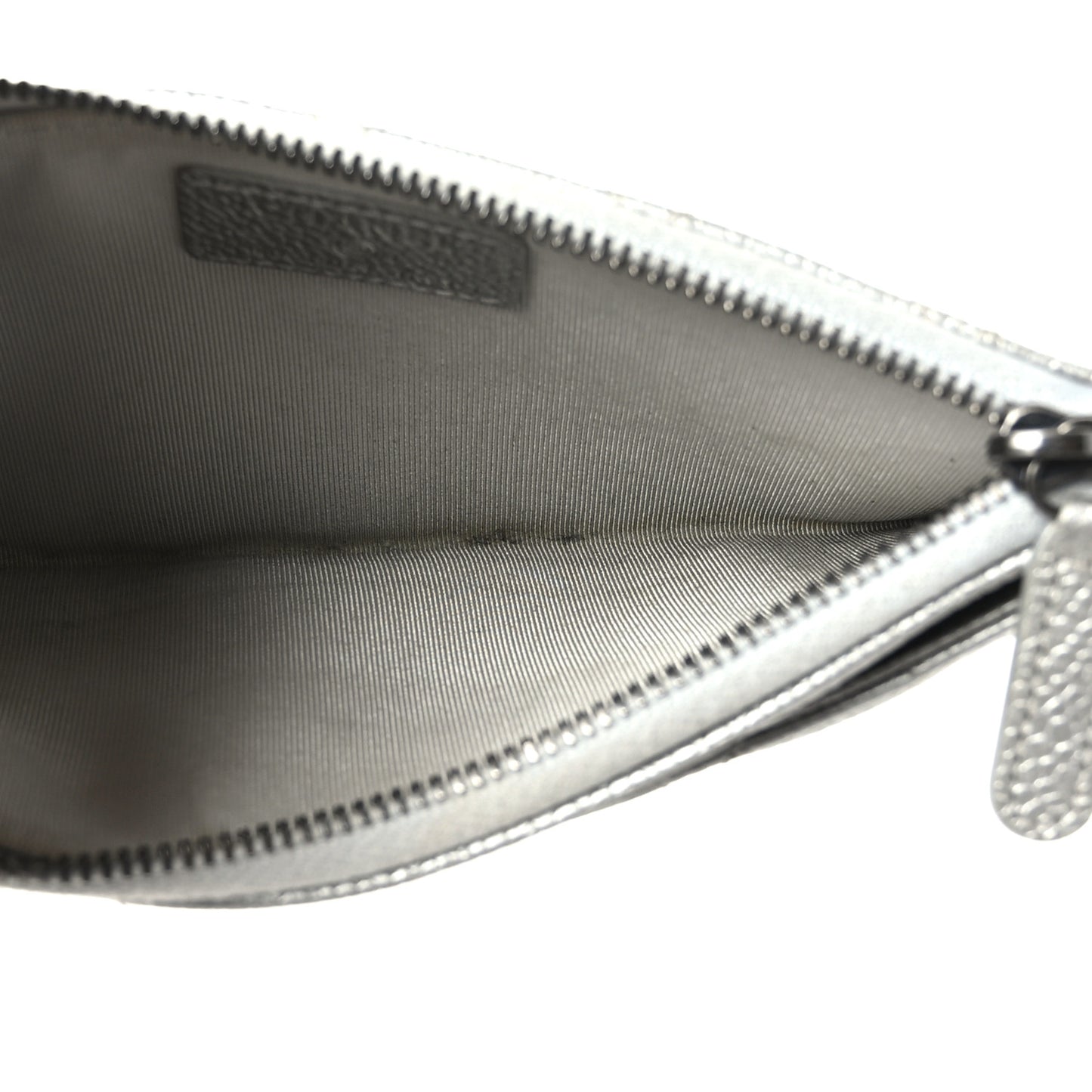 Metallic Caviar Quilted Classic Zip Pouch Silver