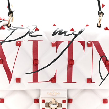 Valentino Garavani Lambskin Be My VLTN Print Candystud Top Handle Bag White Red Black 7 of 9