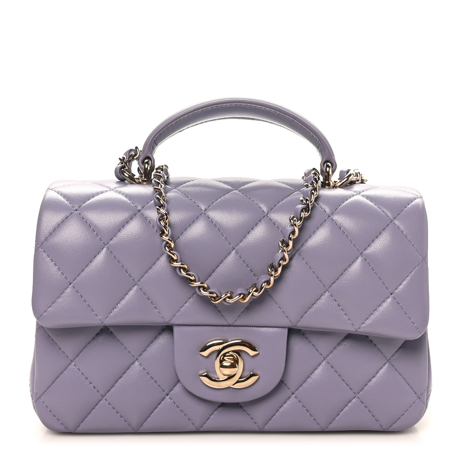 Chanel Lambskin Quilted Mini Top Handle Rectangular Flap Light Purple 1 of 11