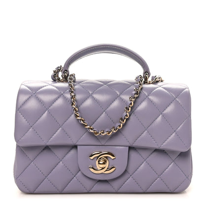 Chanel Lambskin Quilted Mini Top Handle Rectangular Flap Light Purple 1 of 11