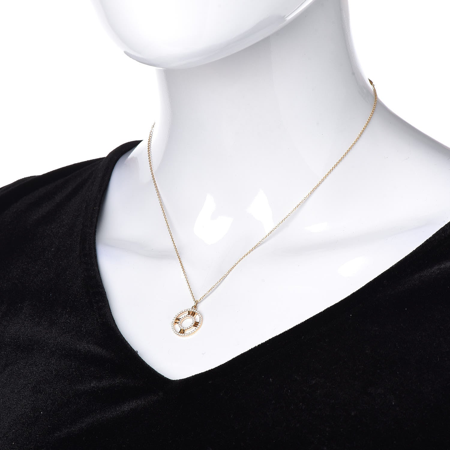 Tiffany 18K Rose Gold Diamond Small Atlas Open Pave Pendant Necklace 2 of 7