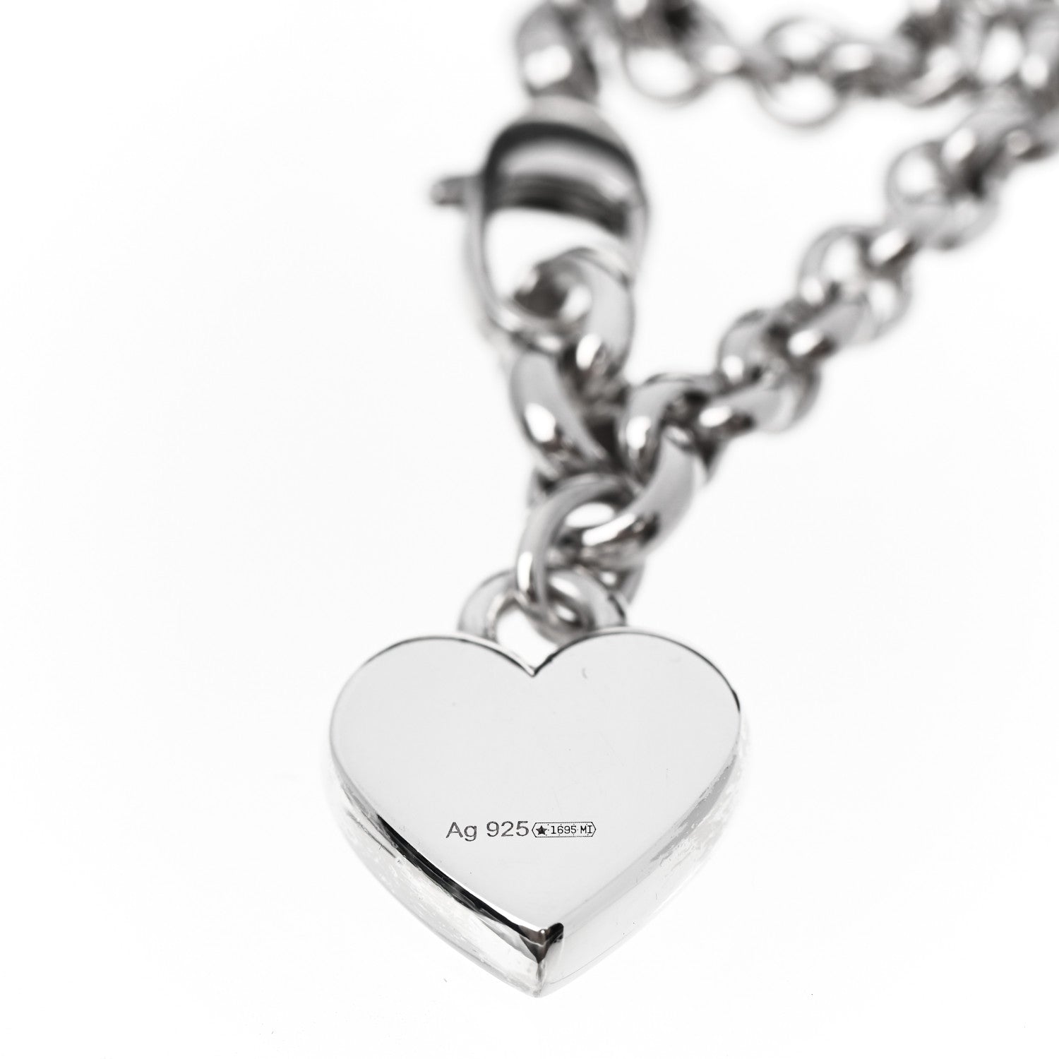 Gucci Sterling Silver Trademark Heart Charm Bracelet 4 of 4