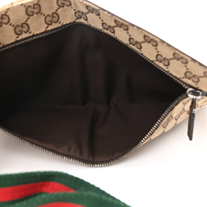 Gucci GG Monogram Web Double Pocket Belt Bag Dark Brown 5 of 9