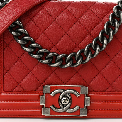 Chanel Goatskin Quilted Patent Small Duo Boy Flap Red 8 of 10