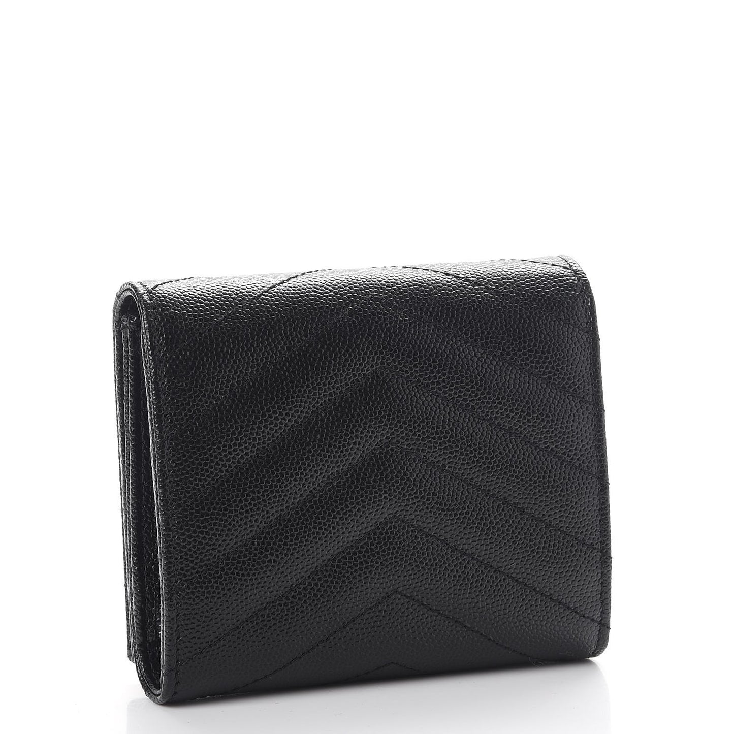 Grain De Poudre Matelasse Chevron Monogram Compact Wallet Black