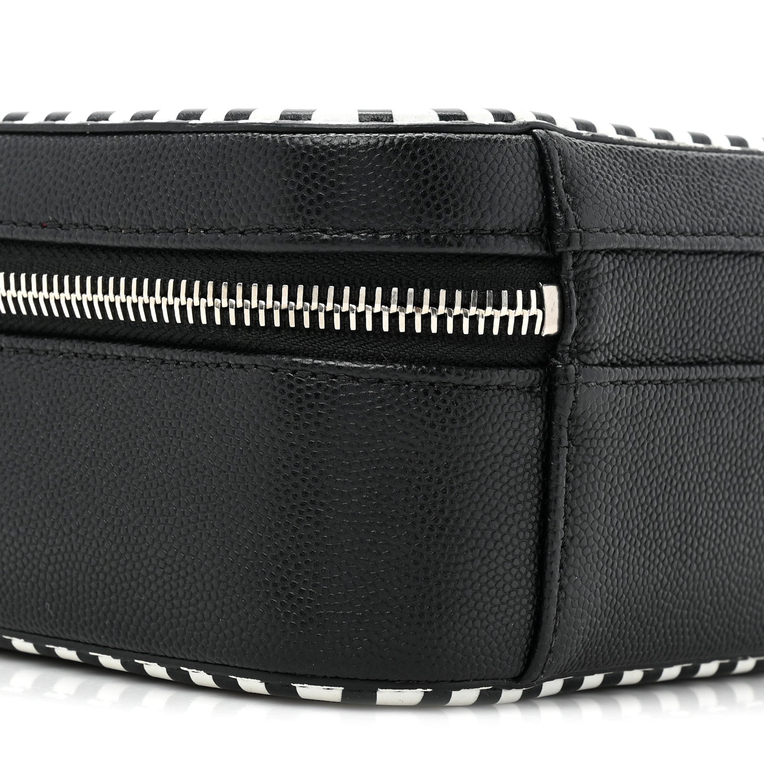 Chanel Caviar Quilted Striped Medium CC Filigree Vanity Case Black White 10 of 14
