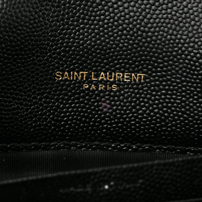 Saint Laurent Grain De Poudre Mixed Matelasse Triquilt Monogram Chain Wallet Black 11 of 16