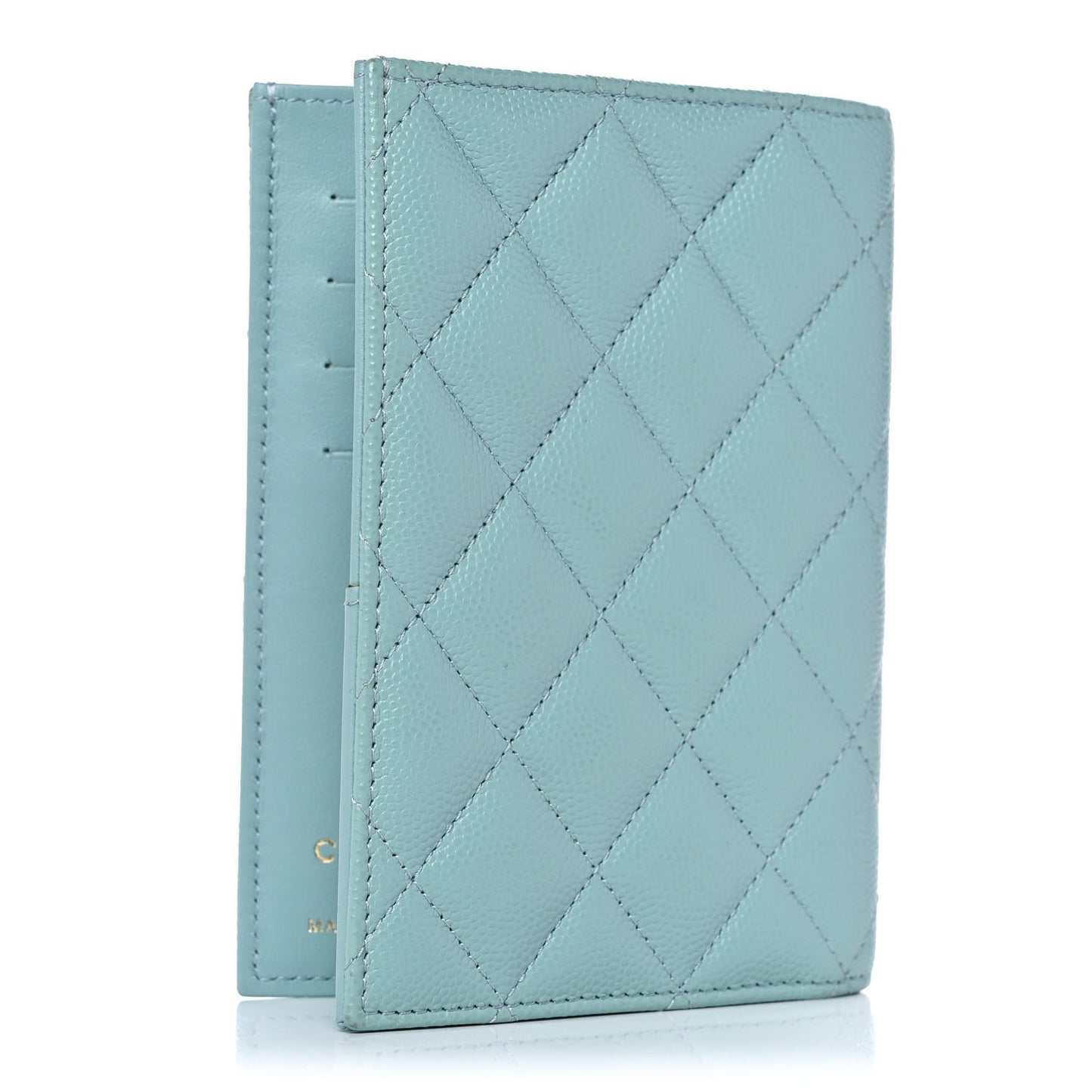 Caviar Quilted Passport Holder Light Blue