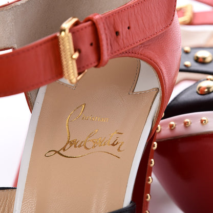 Christian Louboutin Calf Studded Decodome 120 Sandals 39.5 Orange Black 7 of 7