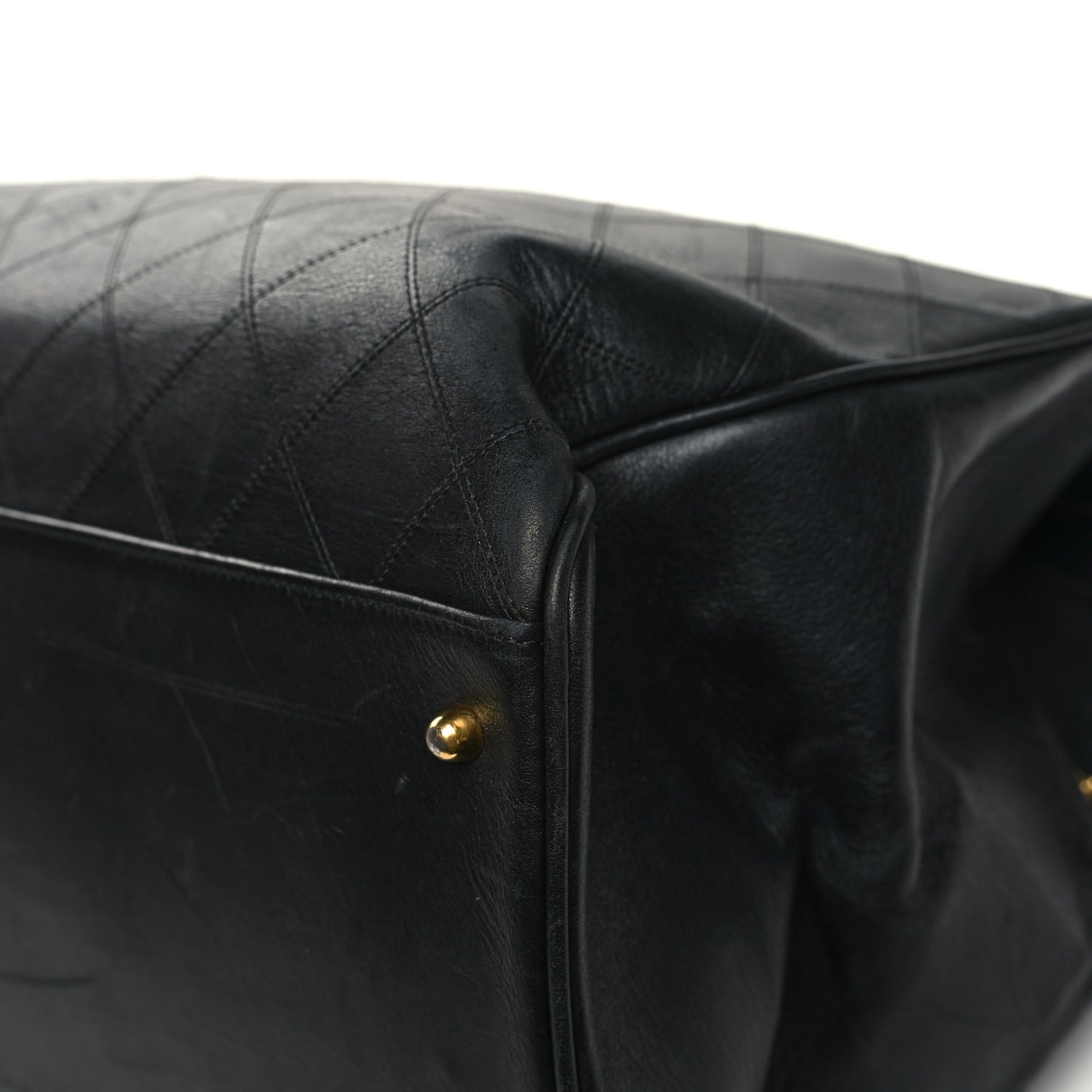 Calfskin Stitched XL Weekender Black