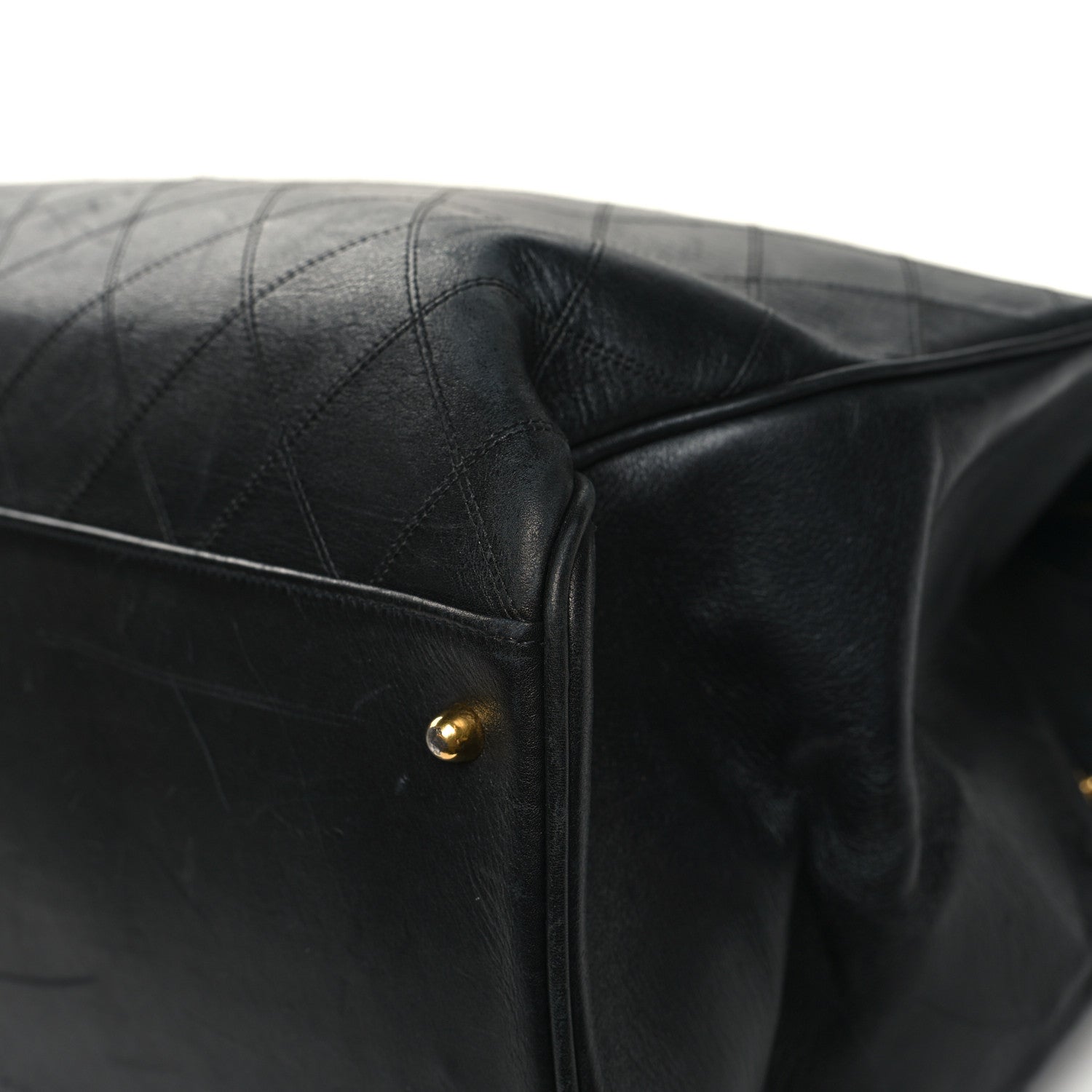 Chanel Calfskin Stitched XL Weekender Black 12 of 19