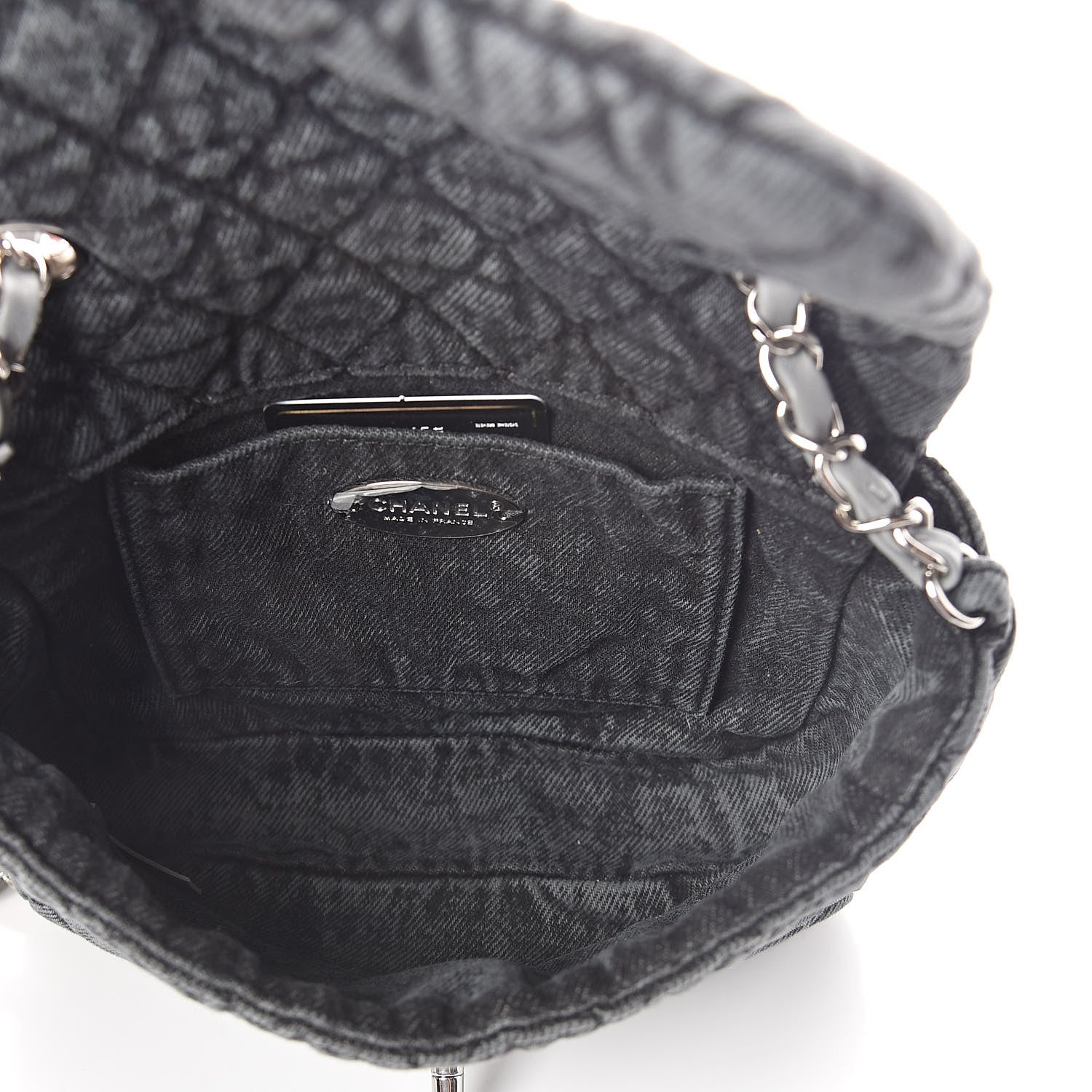 Chanel Washed Denim Quilted Small Denimpression Flap Grey Black 5 of 10