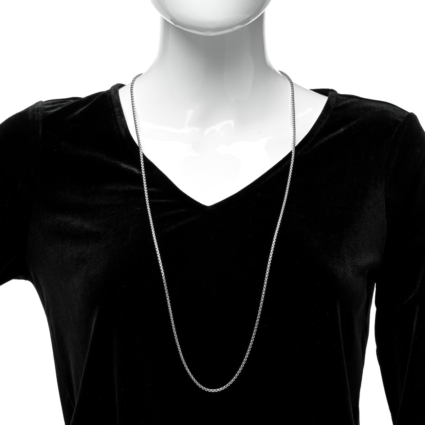 Sterling Silver 14K Yellow Gold 2.7mm Box Chain Necklace 36"
