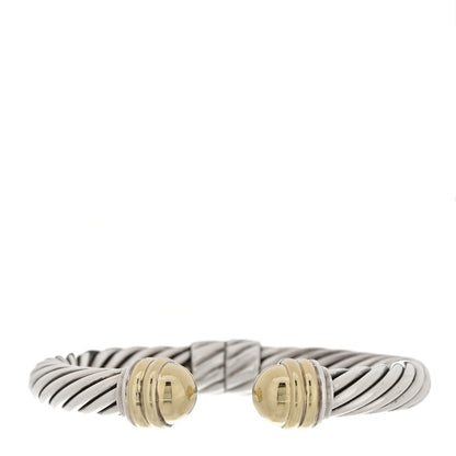 David Yurman Sterling Silver 14K Yellow Gold 10mm Cable Classics Hinged Bracelet 1 of 4
