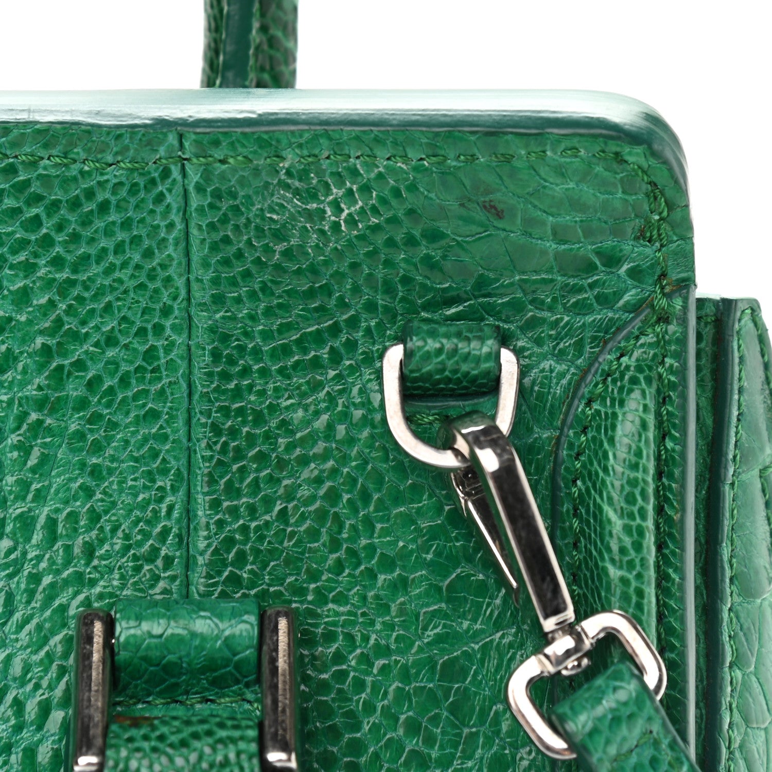 Alexander McQueen Calfskin Crocodile Embossed Mini Heroine Bag Green 16 of 17