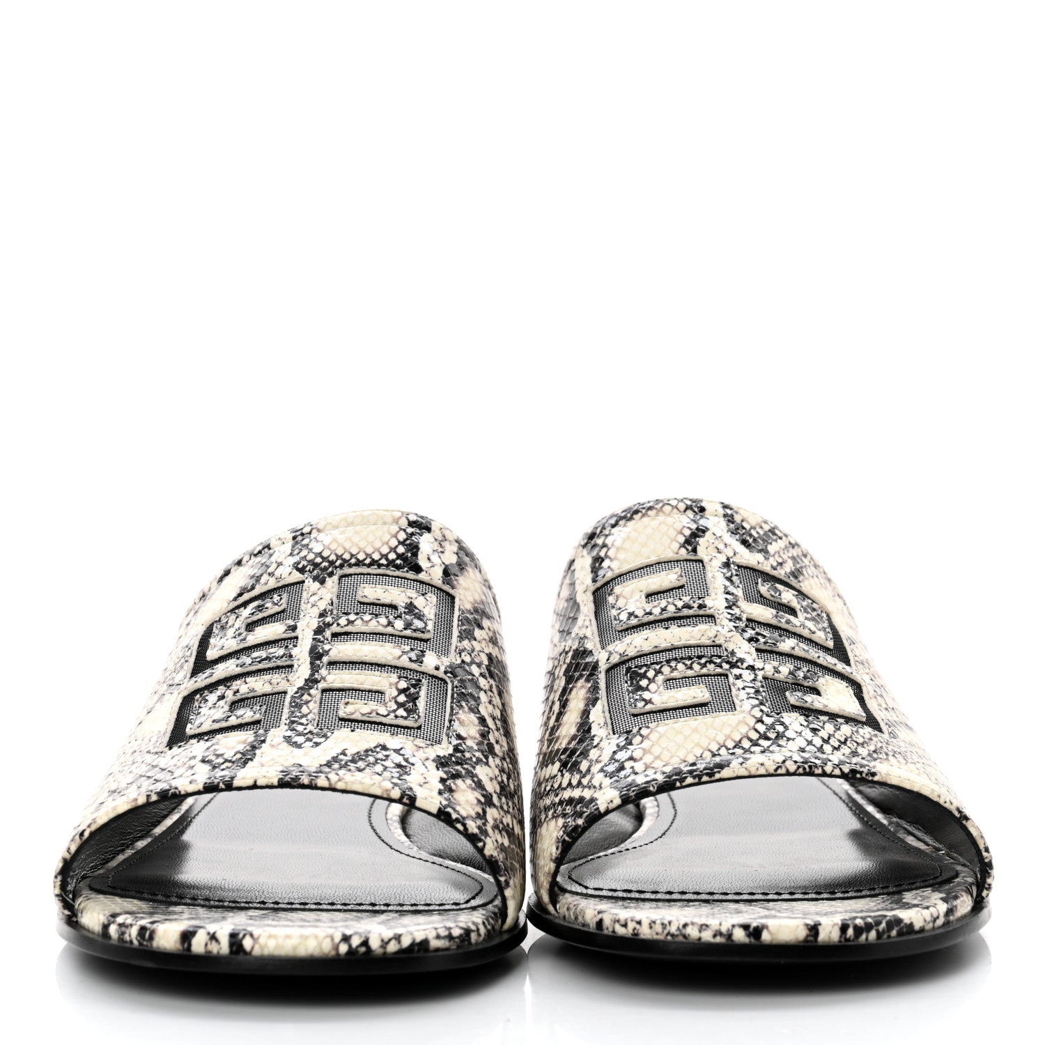 Givenchy Calfskin Python Print 4G Flat Sandals 38.5 Stone Grey 2 of 8