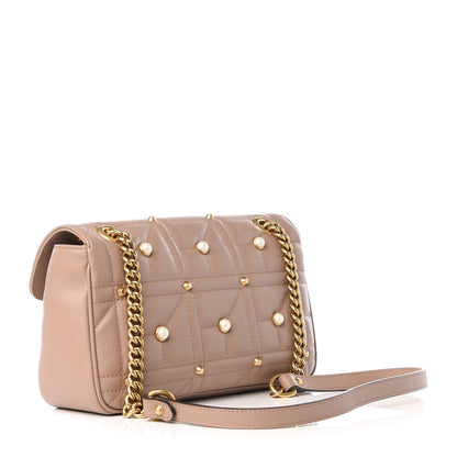 Gucci Calfskin Matelasse Studded Mini Pearly GG Marmont Shoulder Bag Porcelain Rose 2 of 8