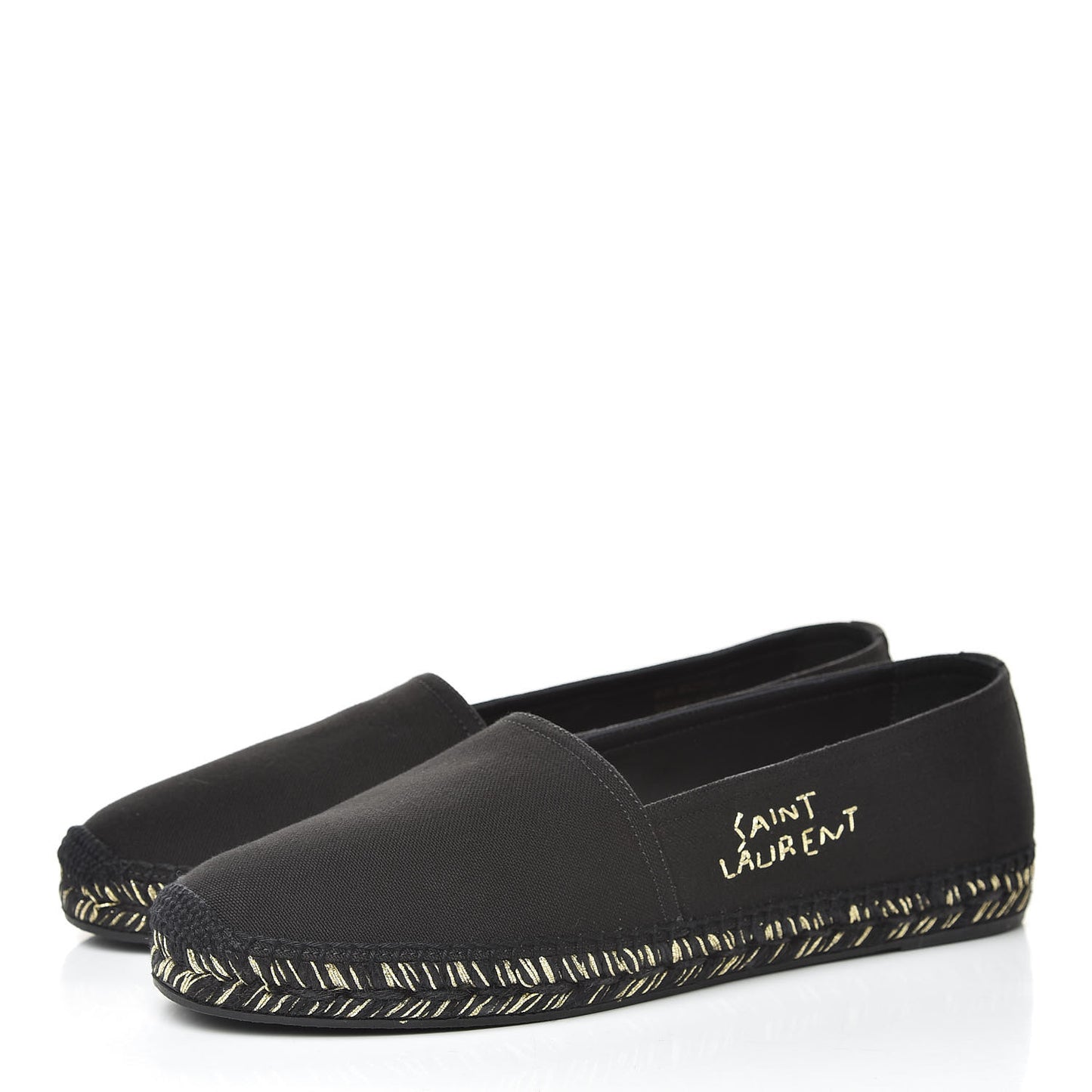 Canvas Logo Embroidered Espadrilles 41 Black