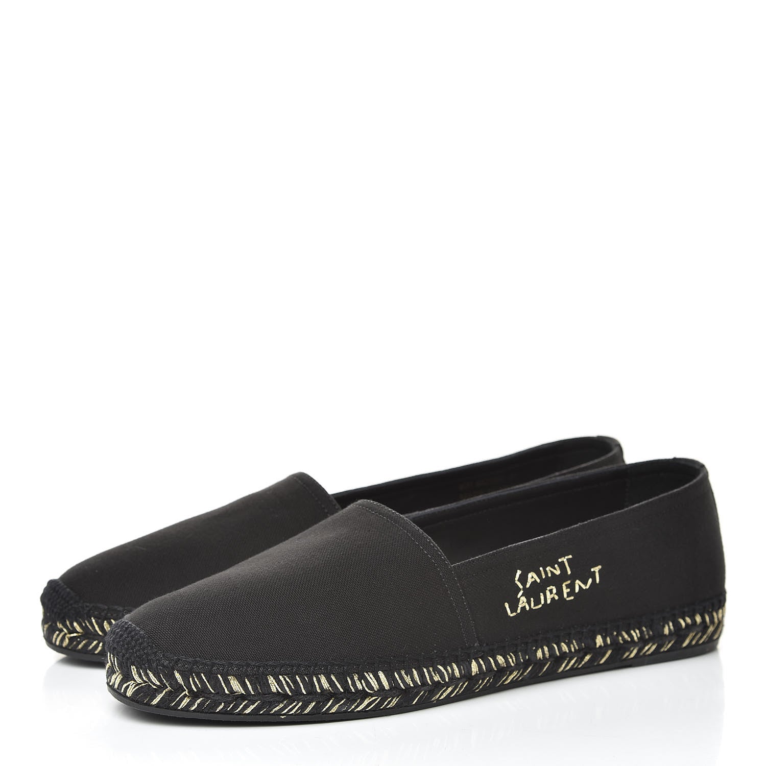 Saint Laurent Canvas Logo Embroidered Espadrilles 41 Black 3 of 10