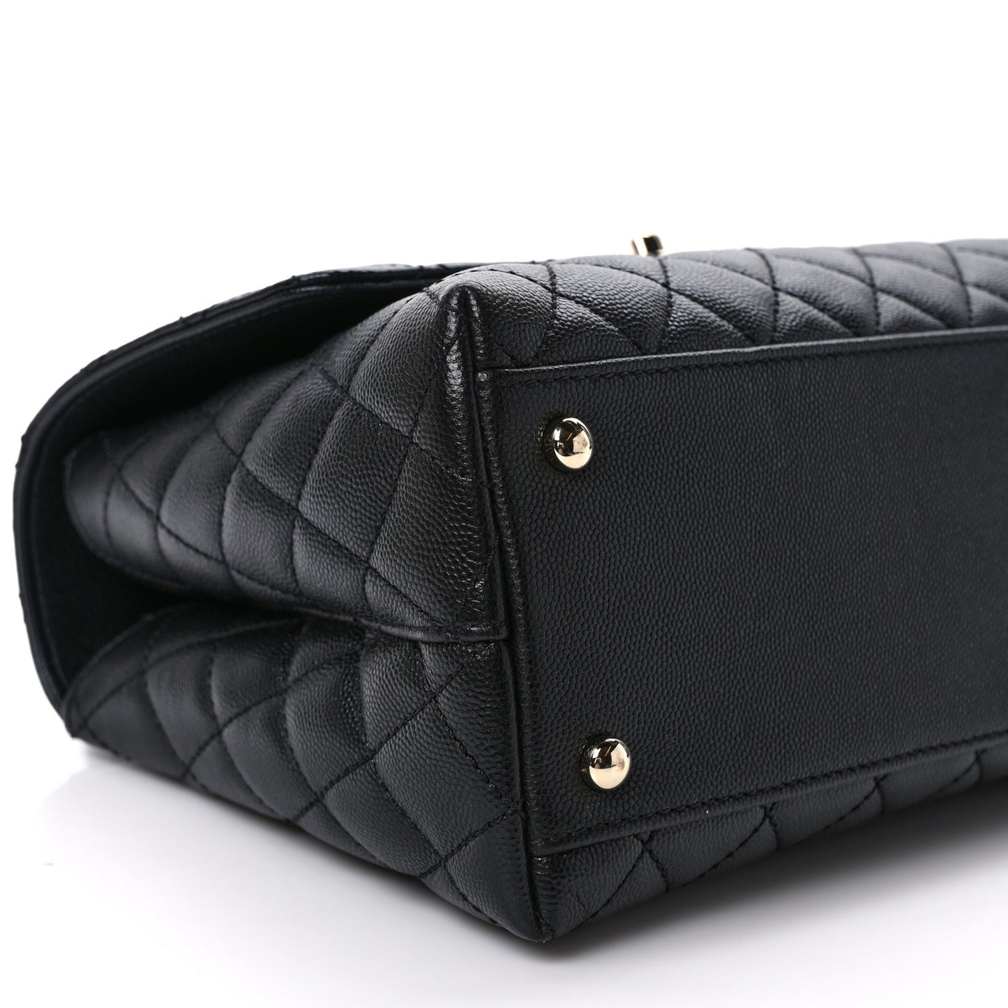 Caviar Quilted Small Coco Handle Flap Black