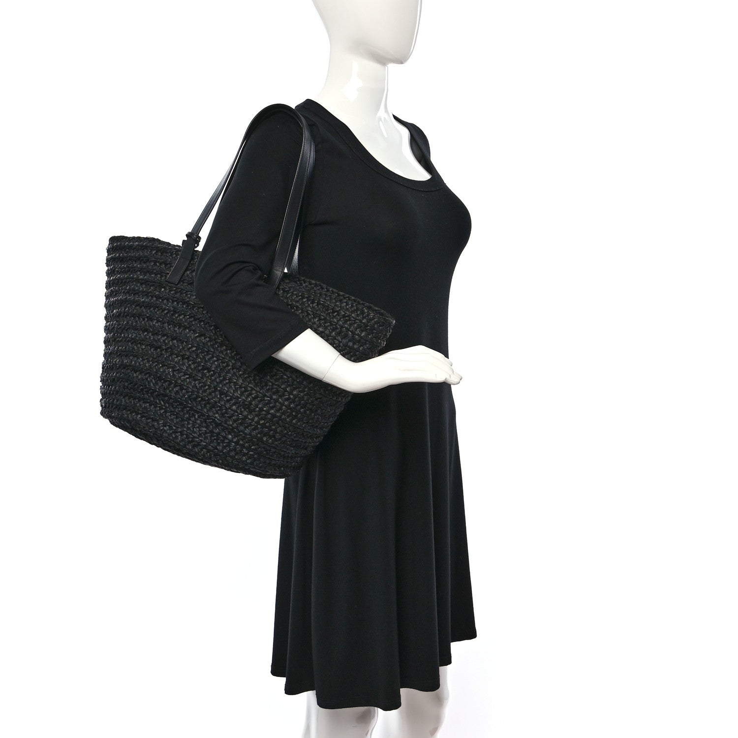 Saint Laurent Raffia Medium Panier Bag Black 2 of 11