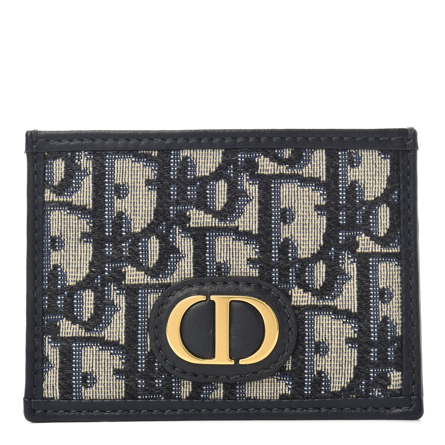 Oblique Calfskin Card Holder Black