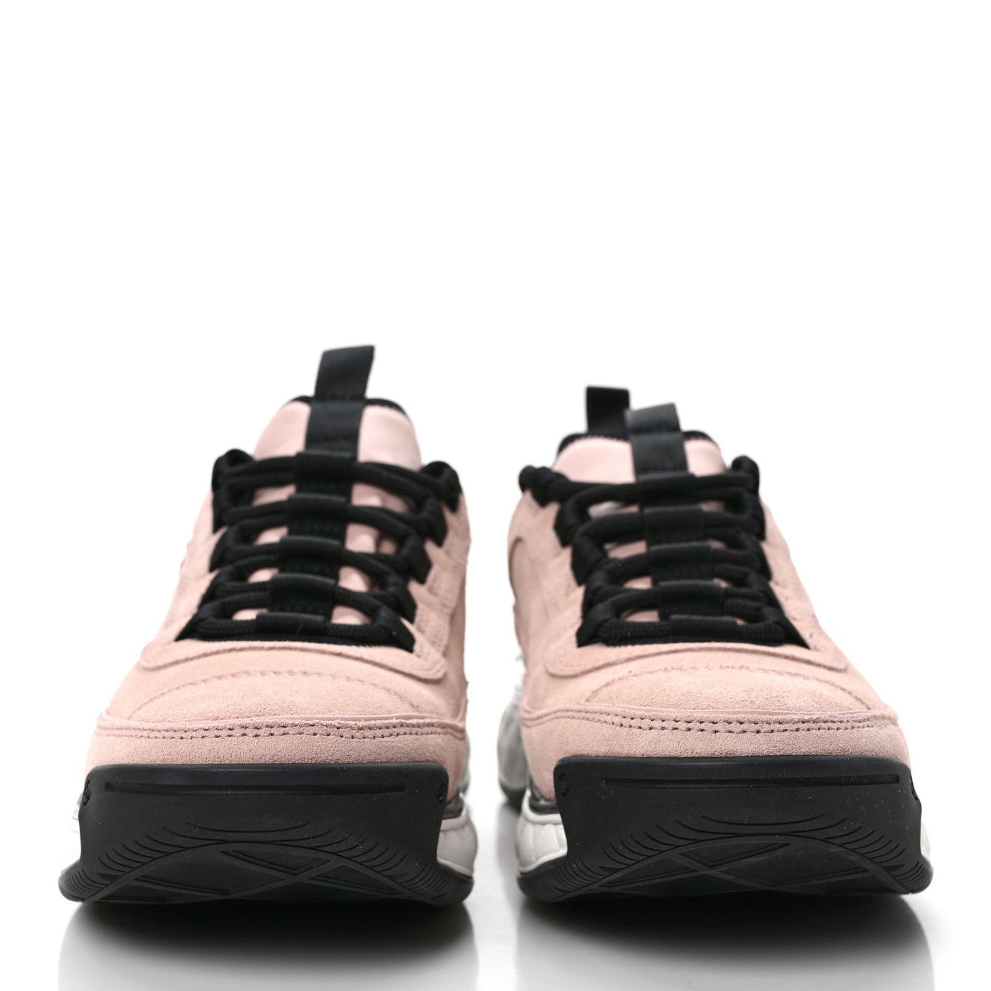 Suede Calfskin Nylon Grosgrain CC Sneakers 37.5 Light Pink